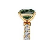 Open Basket Engagement Ring Setting for Fancy Green Asscher Cut Center with Pave Band and Prong Head in Yellow Gold