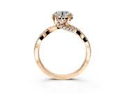 Solitaire Engagement Ring Setting for Round Cut Center with Narrow Twist Pave Band and Prong Head in Rose Gold
