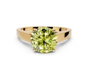 Solitaire Engagement Ring Setting for Fancy Yellow Round Cut Center with Tapered Split Shoulders and Prong Head in Yellow Gold