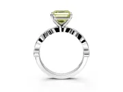 Solitaire Engagement Ring Setting for Fancy Yellow Asscher Cut Center with Milgrain Bezel Accents and Prong Head in Platinum