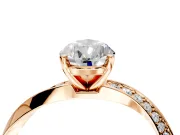 Side Accent Engagement Ring Setting for Pear-Shaped Center with Accent Shoulders and Prong Head in Rose Gold