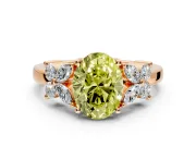 Floral Engagement Ring Setting for Fancy Yellow Oval Center with Marquise Cluster Shoulders and Prong Head in Rose Gold