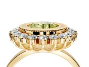 Halo Engagement Ring Setting for Fancy Yellow Round Cut Center with Milgrain Bezel Rim, Plain Band and Prong Head in Yellow Gold