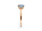 Solitaire Engagement Ring Setting for Fancy Blue Asscher Cut Center with Narrow Cathedral Band and Prong Head in Rose Gold
