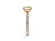 Solitaire Engagement Ring Setting for Fancy Yellow Radiant Cut Center with Shared-Prong Accents and Prong Head in Rose Gold