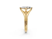Solitaire Engagement Ring Setting for Marquise Center with Milgrain Cathedral Band and Prong Head in Yellow Gold