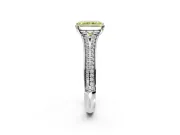 Solitaire Engagement Ring Setting for Fancy Yellow Radiant Cut Center with Pave Rail Split Shank and Prong Head in Platinum