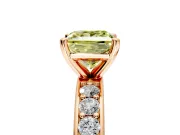 Solitaire Engagement Ring Setting for Fancy Yellow Princess Cut Center with Channel-Set Accents and Prong Head in Rose Gold