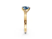 Solitaire Engagement Ring Setting for Fancy Blue Heart-Shaped Center with Beaded Shoulders and Prong Head in Yellow Gold