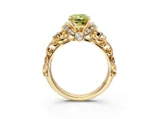 Solitaire Engagement Ring Setting for Fancy Yellow Radiant Cut Center with Filigree Band and Prong Head in Yellow Gold