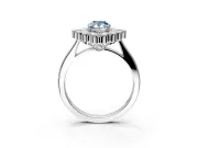 Cluster Halo Engagement Ring Setting for Fancy Blue Pear-Shaped Center with Milgrain Bezel Accents and Prong Head in Platinum
