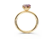 Low-Set Solitaire Engagement Ring Setting for Fancy Pink Heart-Shaped Center with Thin Plain Band and Prong Head in Yellow Gold