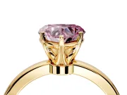 Solitaire Engagement Ring Setting for Fancy Pink Heart-Shaped Center with Plain Band and Tulip Prong Head in Yellow Gold