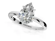 Hidden Halo Engagement Ring Setting for Pear-Shaped Center with Plain Band and Tall Prong Head in White Gold