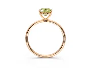 Solitaire Engagement Ring Setting for Fancy Yellow Oval Center with Straight Thin Band and Prong Head in Rose Gold