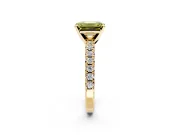 Solitaire Engagement Ring Setting for Fancy Yellow Emerald Cut Center with Large Accents and Prong Head in Yellow Gold