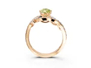 Solitaire Engagement Ring Setting for Fancy Yellow Pear-Shaped Center with Pave Bypass Twist Band and Prong Head in Rose Gold