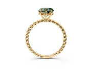 Solitaire Engagement Ring Setting for Fancy Green Heart-Shaped Center with Plain Twisted Rope Band and Prong Head in Yellow Gold