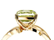 Solitaire Engagement Ring Setting for Fancy Yellow Asscher Cut Center with Pave and Plain Crossover Band and Prong Head in Yellow Gold