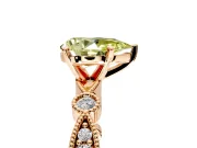 Solitaire Engagement Ring Setting for Fancy Yellow Pear-Shaped Center with Milgrain Bezel Accents and Prong Head in Rose Gold