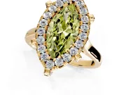 Single Halo Engagement Ring Setting for Fancy Yellow Marquise Center with Corner Claws, Plain Band and Prong Head in Yellow Gold