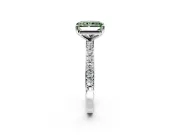 Solitaire Engagement Ring Setting for Fancy Green Radiant Cut Center with Round Cut Pave Band and Prong Head in White Gold