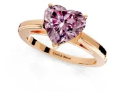 Solitaire Engagement Ring Setting for Fancy Pink Heart-Shaped Center with Flat-Sided Plain Band and Prong Head in Rose Gold