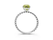 Solitaire Engagement Ring Setting for Fancy Yellow Radiant Cut Center with Plain Twisted Rope Band and Prong Head in White Gold
