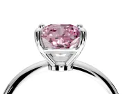 Minimalist Solitaire Engagement Ring Setting for Fancy Pink Cushion Cut Center with Thin Band and Prong Head in White Gold