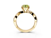 Solitaire Engagement Ring Setting for Fancy Yellow Round Cut Center with Half-Pave Crossover Band and Prong Head in Yellow Gold
