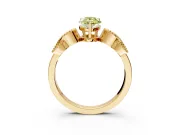 Leaf Engagement Ring Setting for Fancy Yellow Pear-Shaped Center with Milgrain Accent Band and Prong Head in Yellow Gold