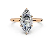 Hidden Halo Engagement Ring Setting for Marquise Center with Thin Round-Wire Band and Prong Head in Rose Gold