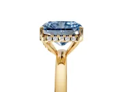 Solitaire Engagement Ring Setting for Fancy Blue Radiant Cut Center with Fine Wire Band and Prong Head in Yellow Gold