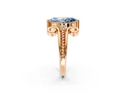 Solitaire Engagement Ring Setting for Fancy Blue Marquise Center with Twisted Band and Scroll Prong Head in Rose Gold