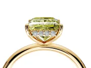 Solitaire Engagement Ring Setting for Fancy Yellow Princess Cut Center with Plain Band, Open Basket and Prong Head in Yellow Gold