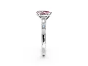 Bar-Set Engagement Ring Setting for Fancy Pink Pear-Shaped Center with Tapered Baguette Accents and Prong Head in Sterling Silver