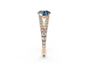 Solitaire Engagement Ring Setting for Fancy Blue Round Cut Center with Pave Split Shank and Prong Head in Rose Gold