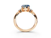 Solitaire Engagement Ring Setting for Fancy Blue Heart-Shaped Center with Grooved Bar Accent Band and Prong Head in Rose Gold