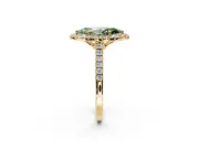 Halo Engagement Ring Setting for Fancy Green Marquise Center with Raised Halo, Pave Band and Prong Head in Yellow Gold