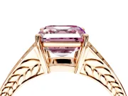 Split Shank Engagement Ring Setting for Fancy Pink Asscher Cut Center with Pave Split Shank and Prong Head in Rose Gold