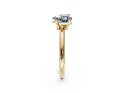 Minimalist Solitaire Engagement Ring Setting for Fancy Blue Heart-Shaped Center with Thin Band and Prong Head in Yellow Gold
