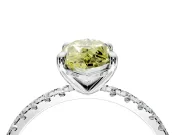 Solitaire Engagement Ring Setting for Fancy Yellow Marquise Center with Fine Pave Narrow Band and Prong Head in White Gold