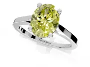 Solitaire Engagement Ring Setting for Fancy Yellow Oval Center with Tapered Shoulders and Prong Head in Platinum