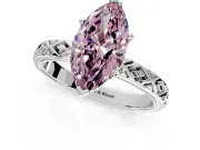 Solitaire Engagement Ring Setting for Fancy Pink Marquise Center with Milgrain X Pattern Band and Prong Head in Sterling Silver