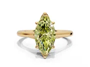 Solitaire Engagement Ring Setting for Fancy Yellow Marquise Center with Cathedral Band and Prong Head in Yellow Gold