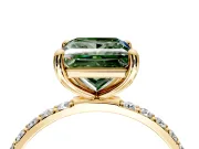 Solitaire Engagement Ring Setting for Fancy Green Princess Cut Center with Pave Accents and Prong Head in Yellow Gold