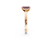 Solitaire Engagement Ring Setting for Fancy Pink Emerald Cut Center with Basket Rail and Prong Head in Rose Gold