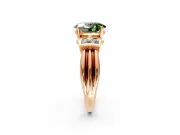 Solitaire Engagement Ring Setting for Fancy Green Oval Center with Grooved Bar Accent Band and Prong Head in Rose Gold