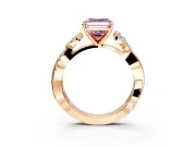 Floral Engagement Ring Setting for Fancy Pink Asscher Cut Center with Trailing Marquise Accents and Prong Head in Rose Gold