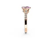 Solitaire Engagement Ring Setting for Fancy Pink Pear-Shaped Center with Crossover Accents and Prong Head in Rose Gold